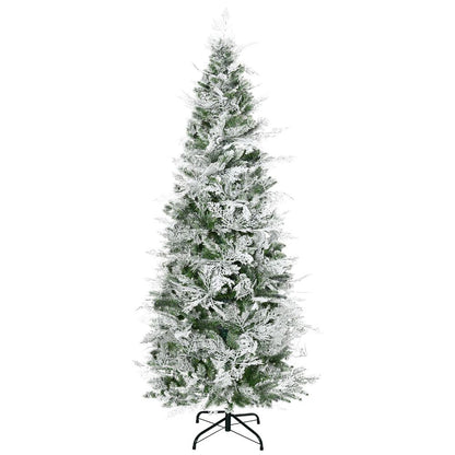 6 Foot Snow Flocked Artificial Christmas Tree Holiday with Pencil Shape HOMCOM