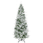 6 Foot Snow Flocked Artificial Christmas Tree Holiday with Pencil Shape HOMCOM