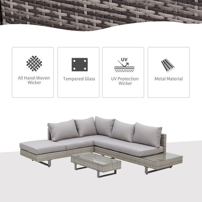 3pc Rattan Sofa Set Lounge Furniture