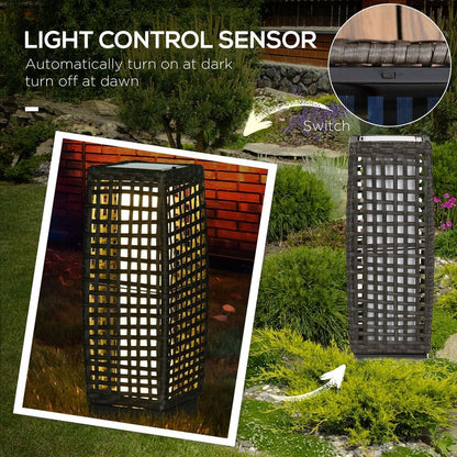 Outsunny Outdoor Rattan Solar Lantern wtih Auto On/Off Solar Powered LED Lights