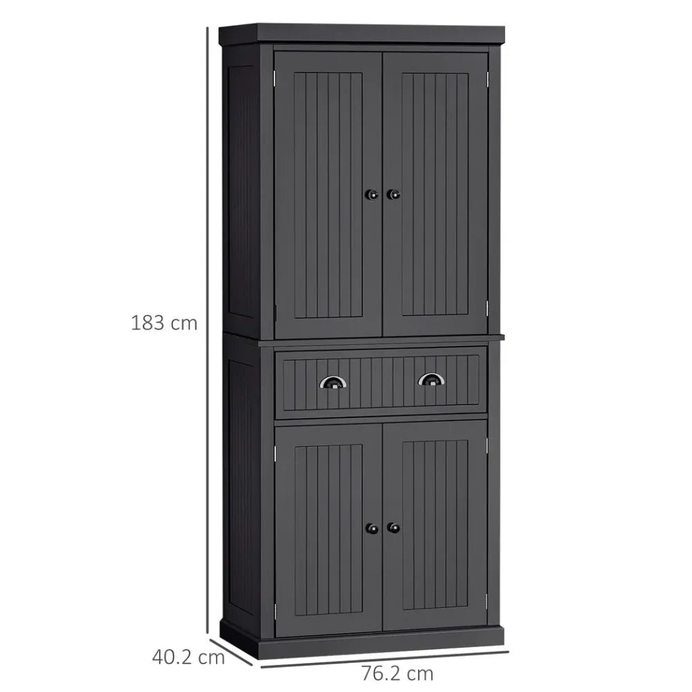 Freestanding Kitchen Storage Cabinet W/ Drawers Cupboards Shelves Home Black