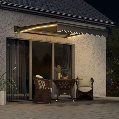 Outsunny 2.5 x 2m Electric Awning with LED Light, Sun Canopies for Patio