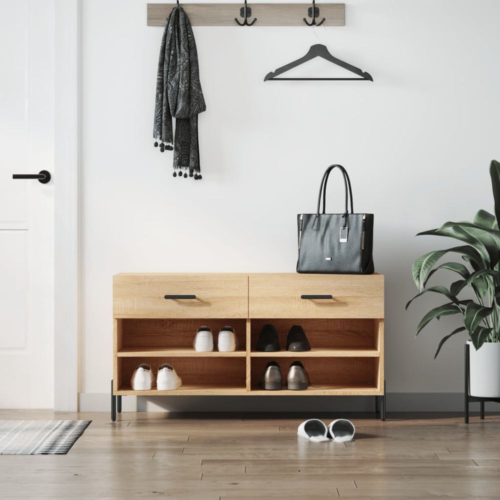 vidaXL Shoe Bench White 102x35x55 cm Engineered Wood