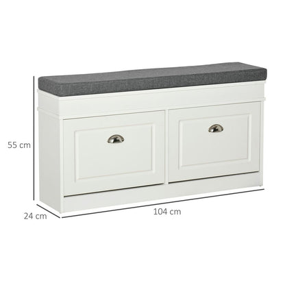 Shoe Storage Bench with Seat Cushion Cabinet Organizer with 2 Drawers