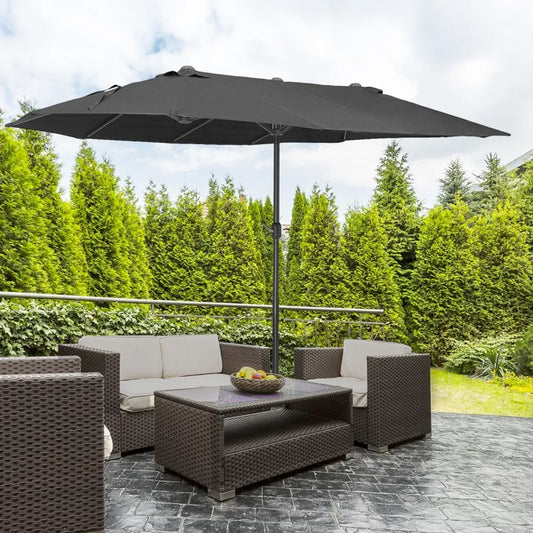 Outsunny 4.6M Garden Patio Umbrella Canopy Parasol Sun Shade w/o Base Black