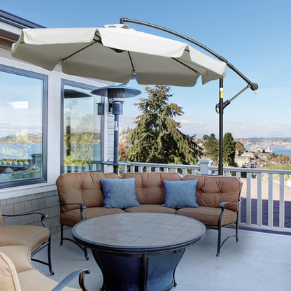 2.7m Garden Banana Parasol Cantilever Crank Cream White