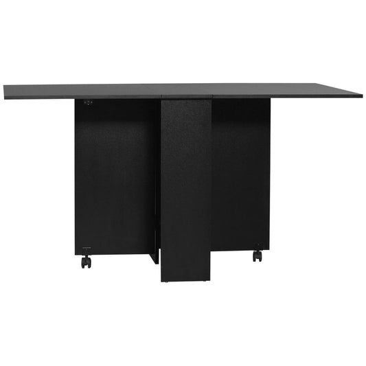 Rolling Drop Leaf Dining Table Folding Kitchen Table with Open Shelves