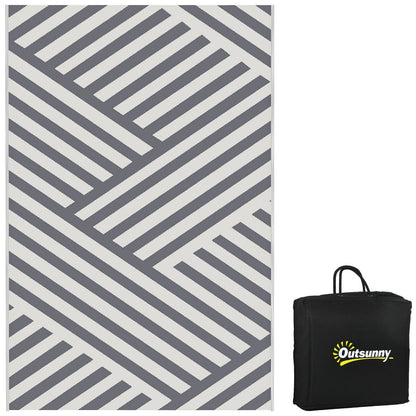 Outsunny Reversible Waterproof Outdoor Rug with Carry Bag, 182 x 274cm, Grey