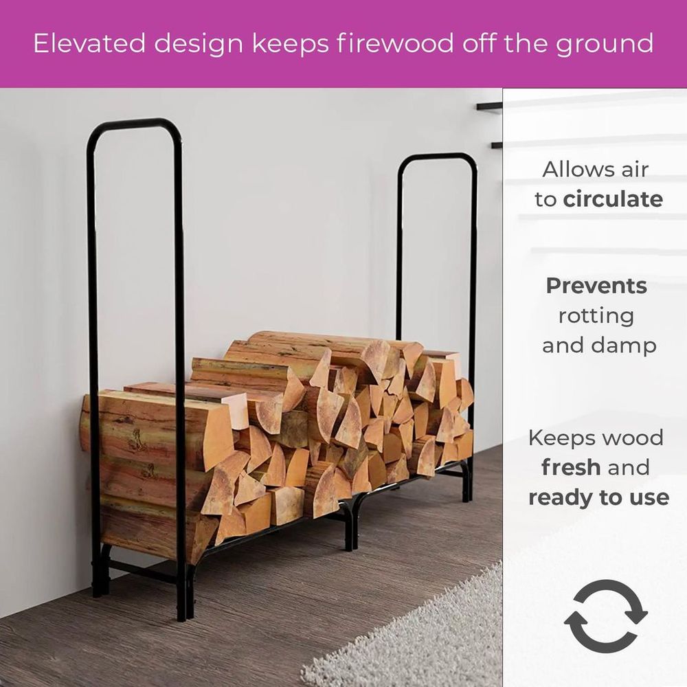 Neo 240cm Outdoor Metal Log Holder Storage Rack with Cover