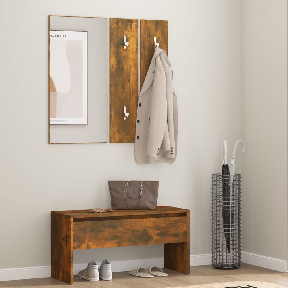 Hallway Furniture Set Black Engineered Wood