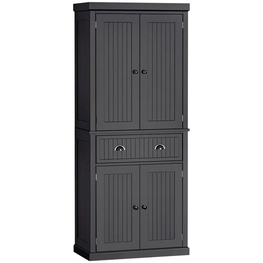 Freestanding Kitchen Storage Cabinet W/ Drawers Cupboards Shelves Home Black