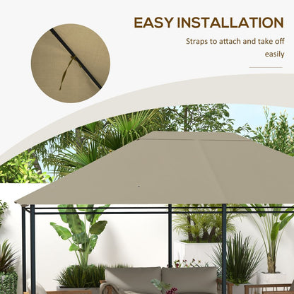 Outsunny 3 x 4m Gazebo Canopy Replacement Gazebo Roof Cover, Khaki