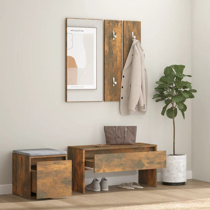 Hallway Furniture Set Smoked Oak Engineered Wood