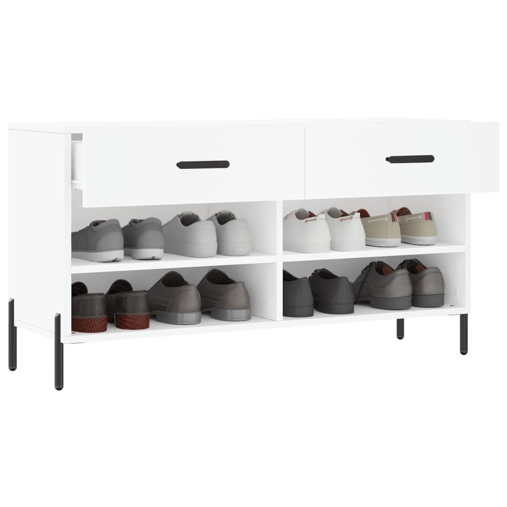 vidaXL Shoe Bench White 102x35x55 cm Engineered Wood