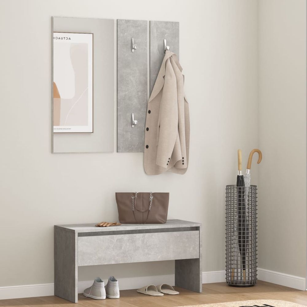 Hallway Furniture Set Black Engineered Wood