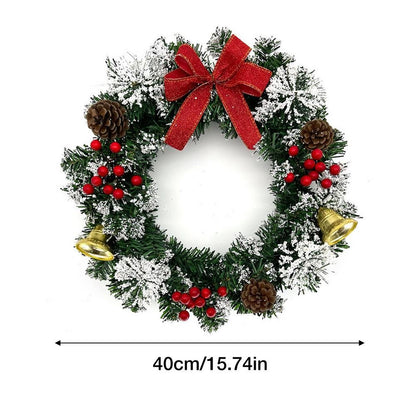 40cm Christmas Wreath Decor Artificial Hanging Xmas Wreath Pendant Home Window Door Outdoor Christmas Decoration Party Supplies