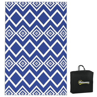 Outsunny Reversible Waterproof Outdoor Rug with Carry Bag, 182 x 274cm, Blue