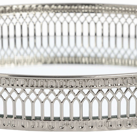 Set Of Two Circular Nickle Trays - HomenestUK