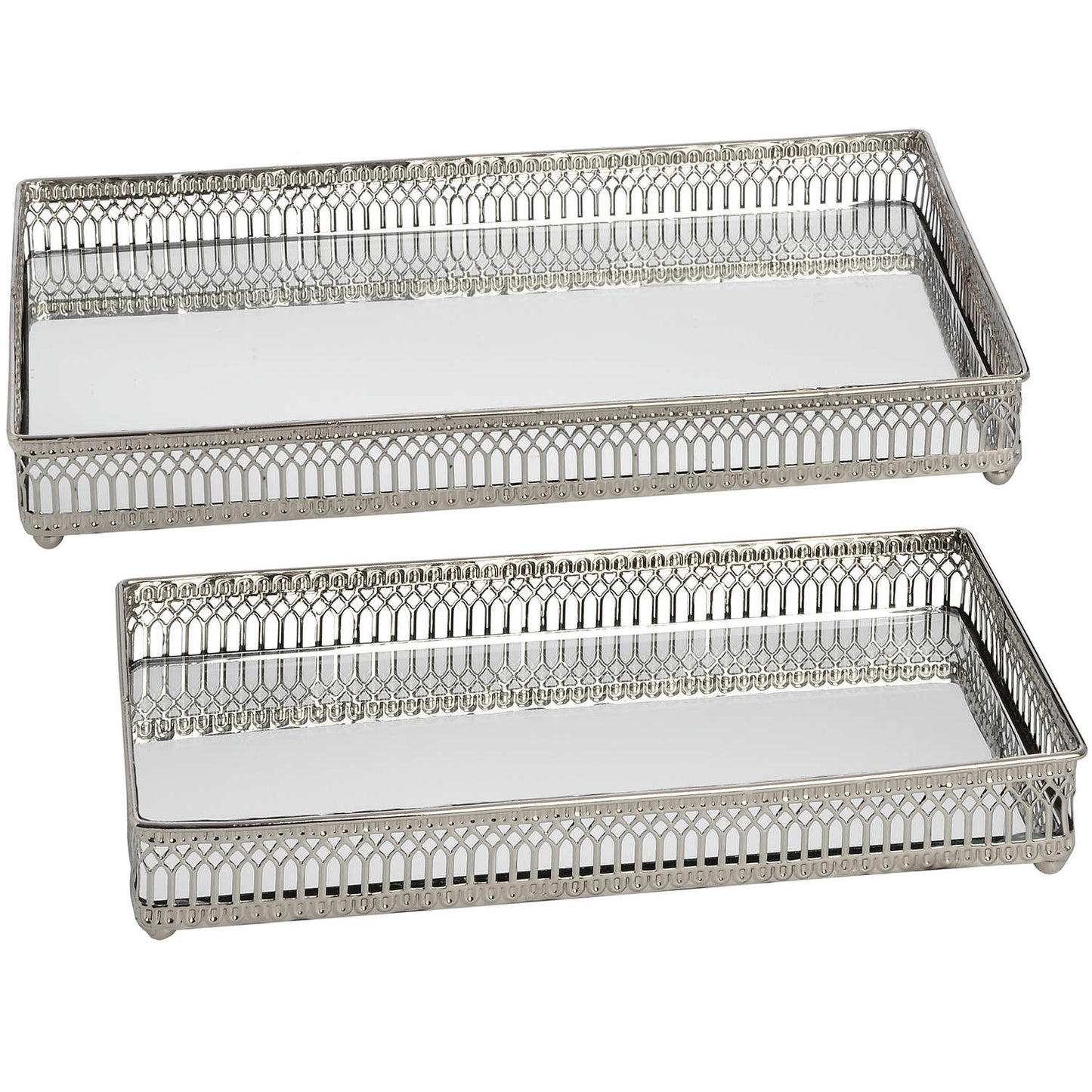 Set of Rectangular Nickel Plated Trays - HomenestUK