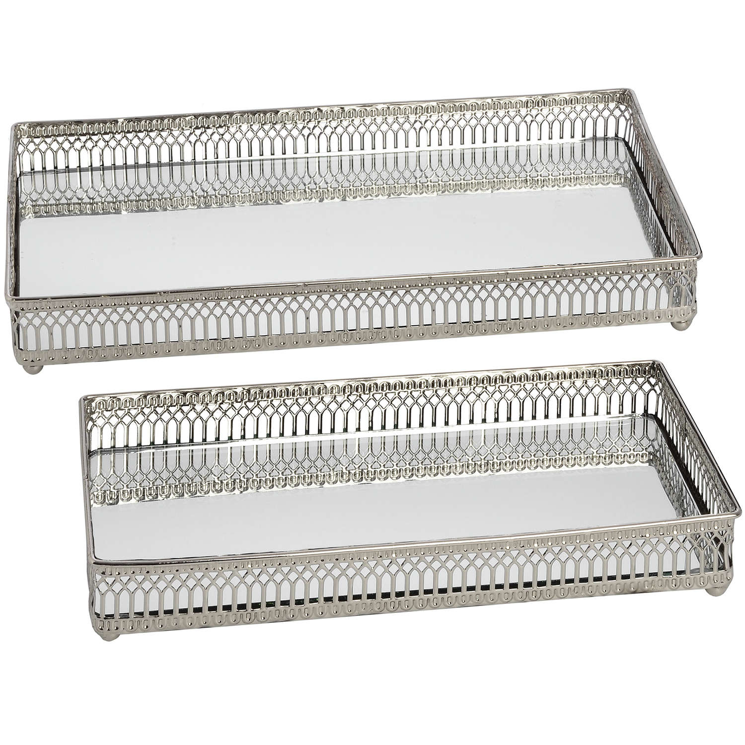 Set of Rectangular Nickel Plated Trays - HomenestUK