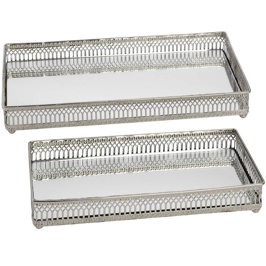 Set of Rectangular Nickel Plated Trays - HomenestUK
