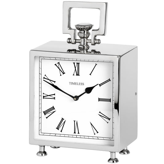 Square Nickel Table Clock - HomenestUK