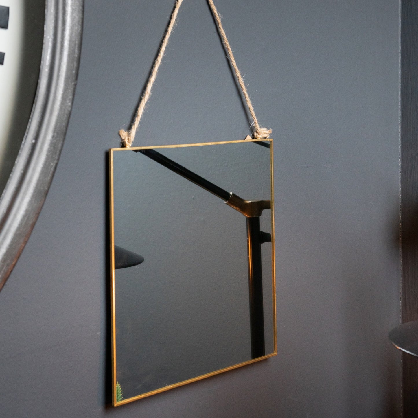 Gold Edged Square Hanging Wall Mirror - HomenestUK