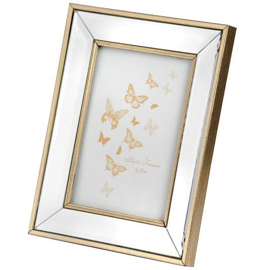 Small Rectangle Mirror Bordered Photo Frame 4x6 - HomenestUK