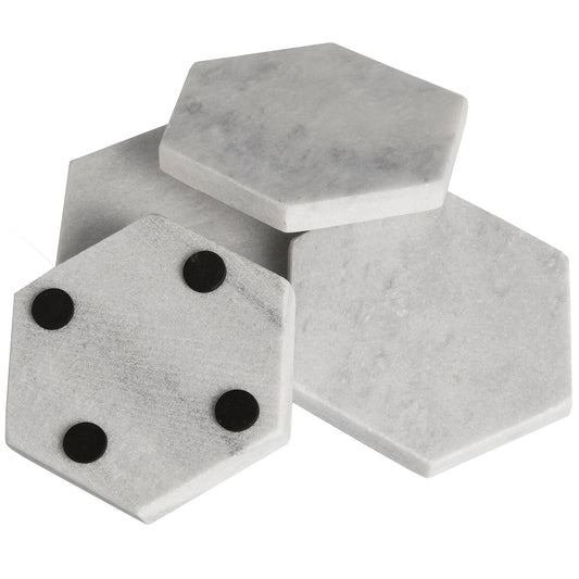 Grey Marble Hexagonal Coasters - HomenestUK
