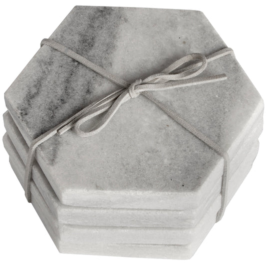 Grey Marble Hexagonal Coasters - HomenestUK