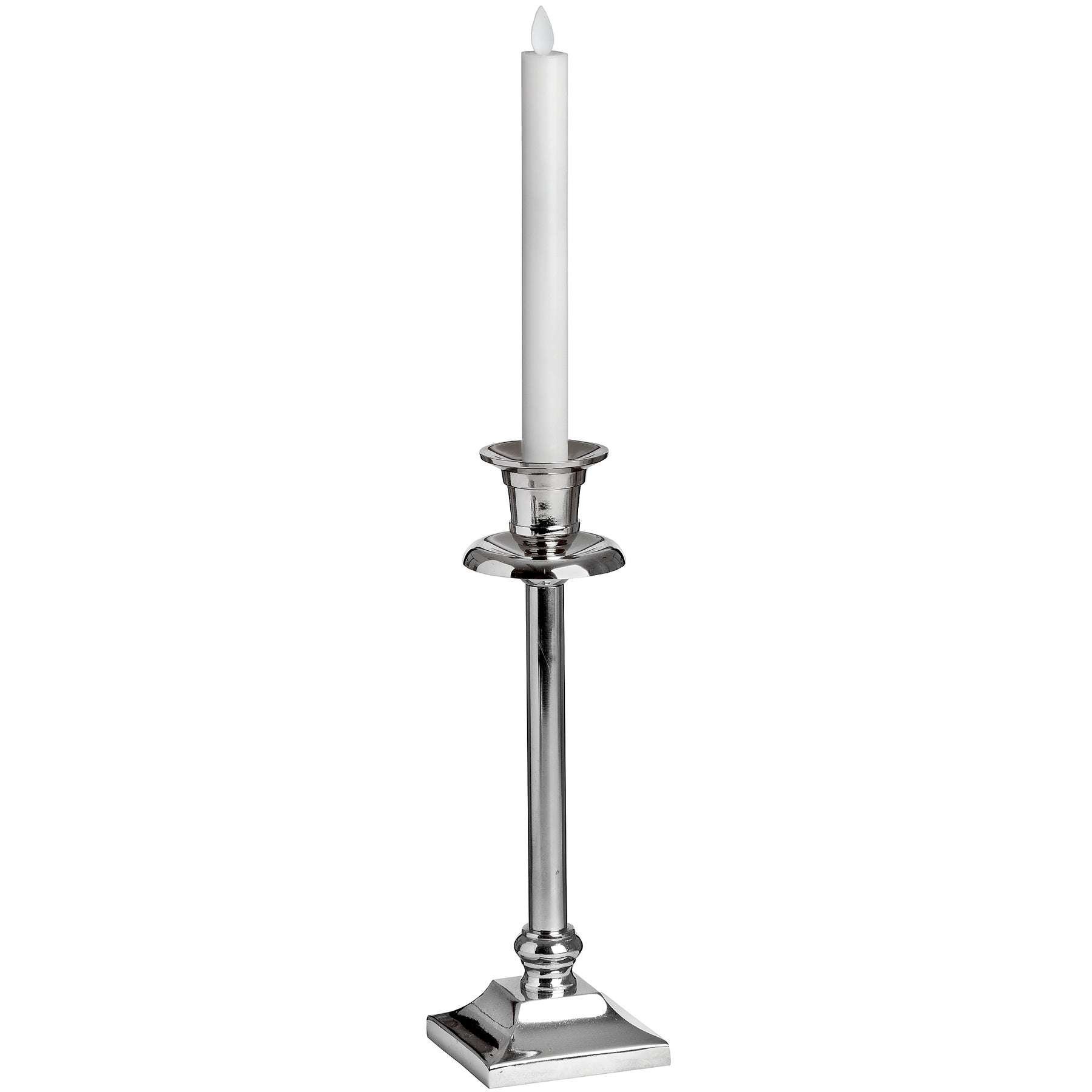 Pair Of White Luxe Flickering Flame LED Wax Dinner Candles - HomenestUK
