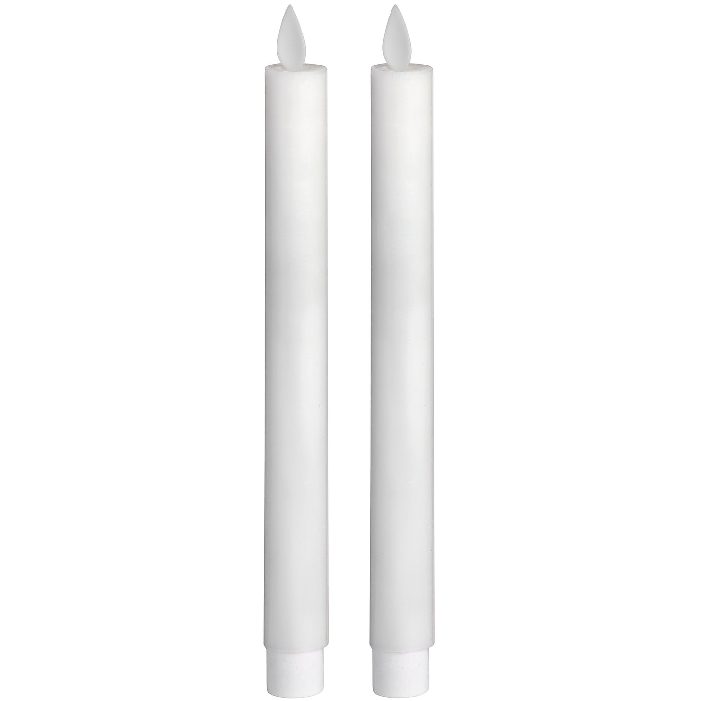 Pair Of White Luxe Flickering Flame LED Wax Dinner Candles - HomenestUK