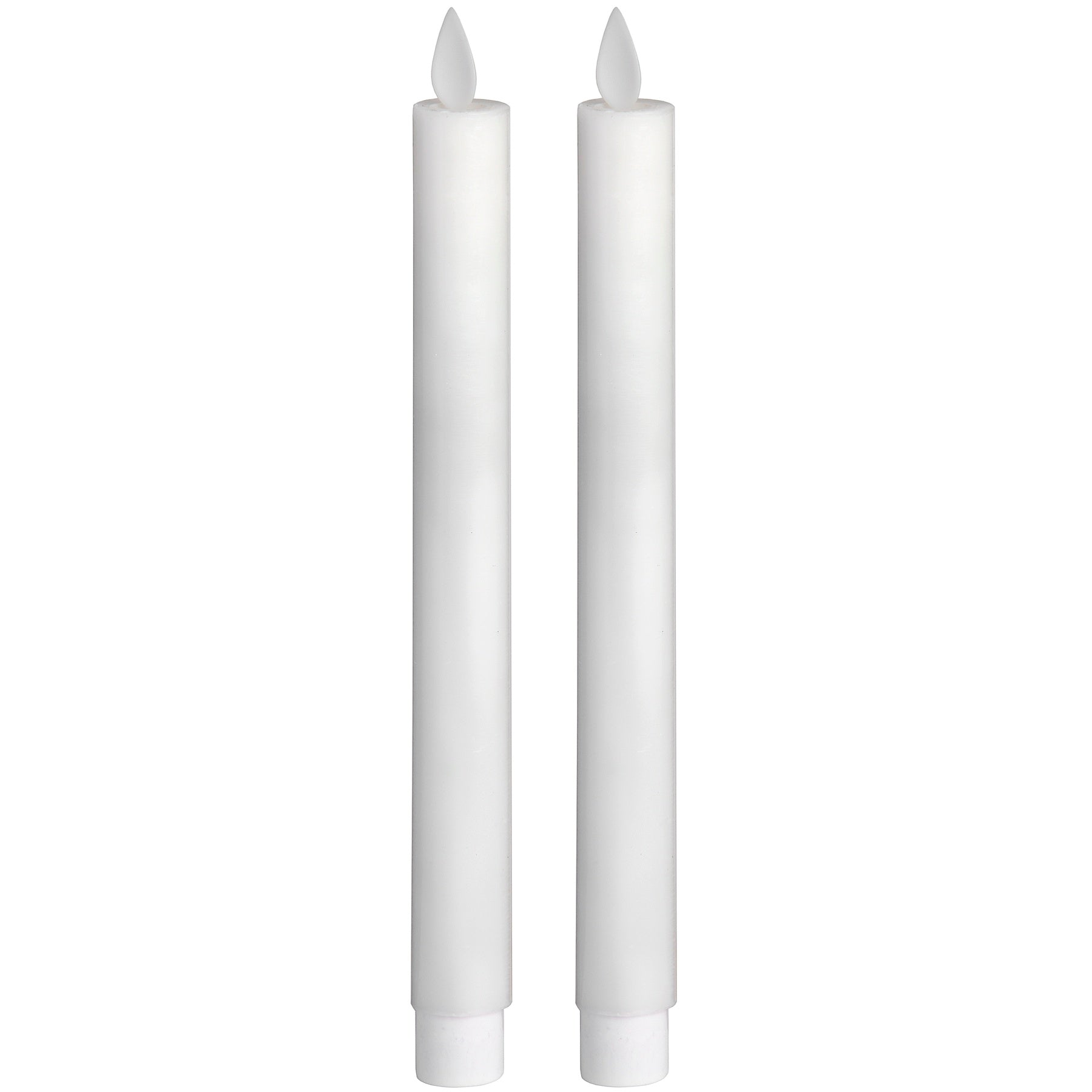 Pair Of White Luxe Flickering Flame LED Wax Dinner Candles - HomenestUK