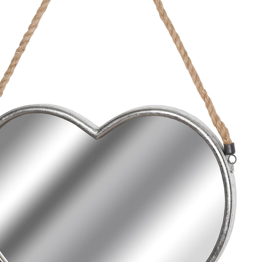 Set Of Two Heart Mirrors With Rope Detail - HomenestUK