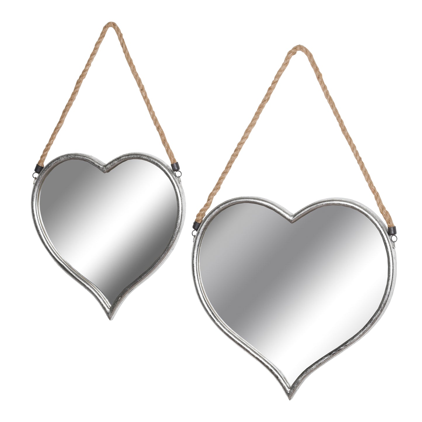 Set Of Two Heart Mirrors With Rope Detail - HomenestUK