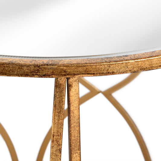 Set Of Two Lattice Detail Gold Side Tables - HomenestUK