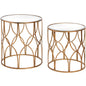 Set Of Two Lattice Detail Gold Side Tables - HomenestUK