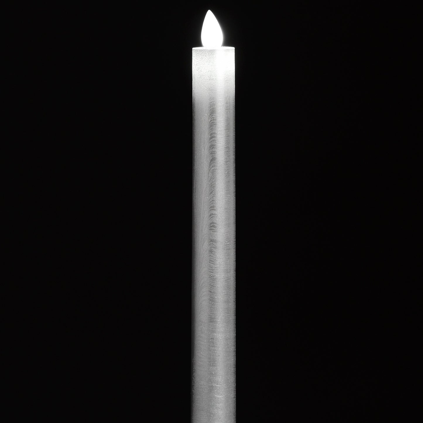 Pair Of Silver Luxe Flickering Flame LED Wax Dinner Candles - HomenestUK