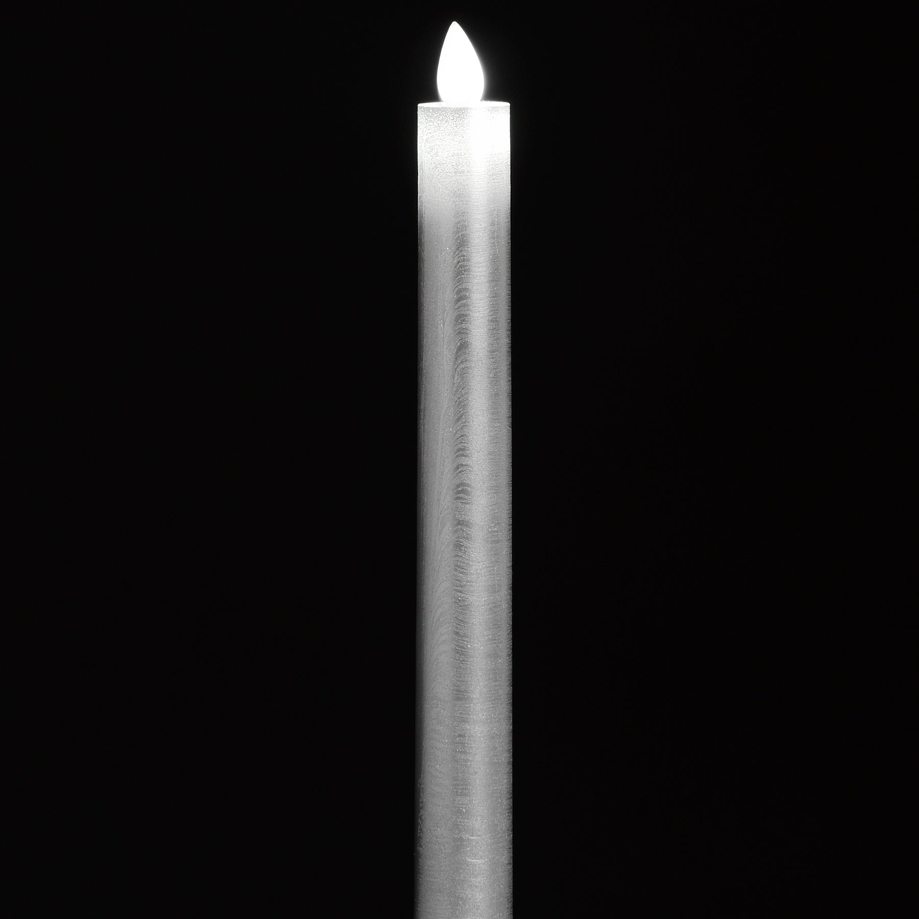 Pair Of Silver Luxe Flickering Flame LED Wax Dinner Candles - HomenestUK
