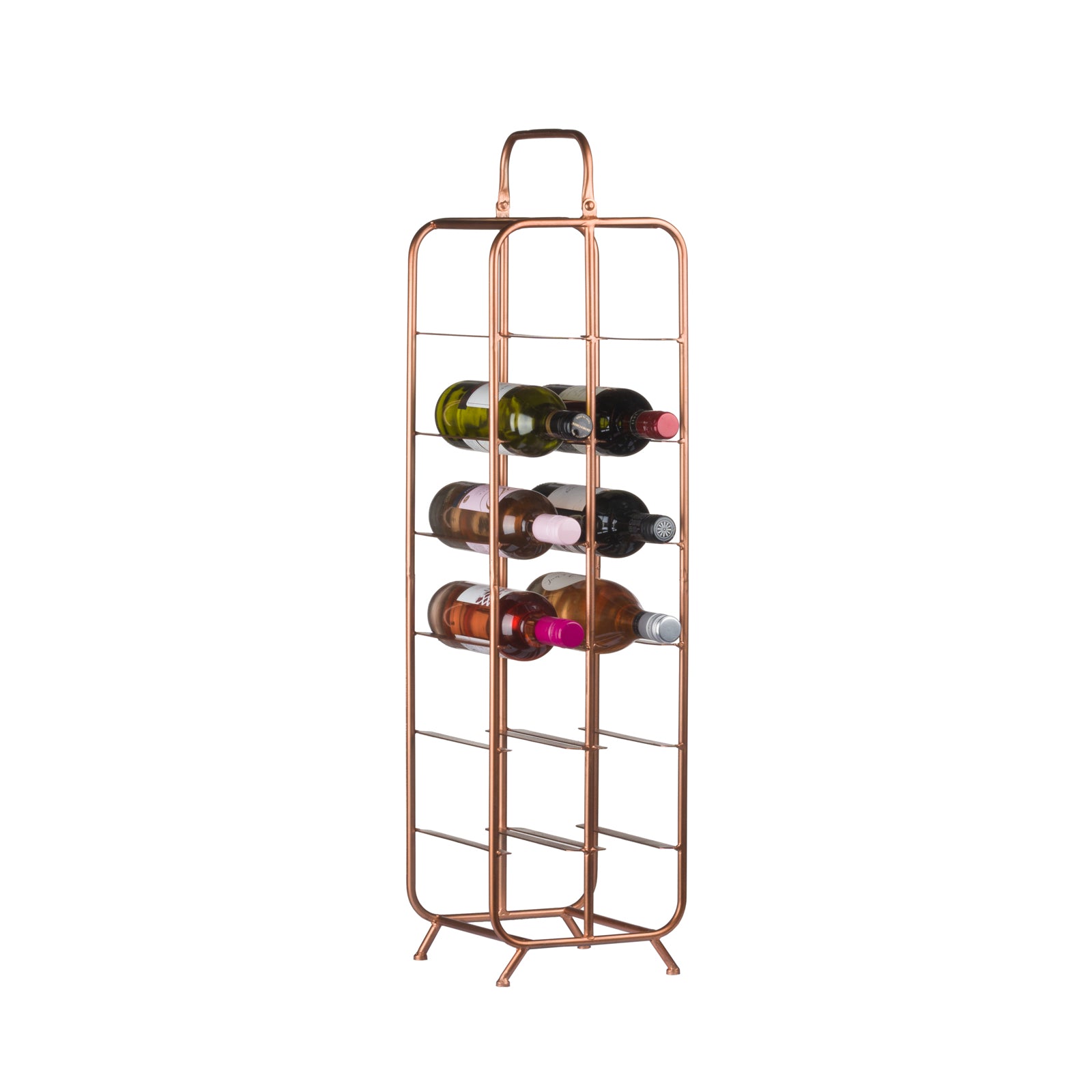 Industrial Inspired Copper Finished 12 Bottle Wine Holder - HomenestUK
