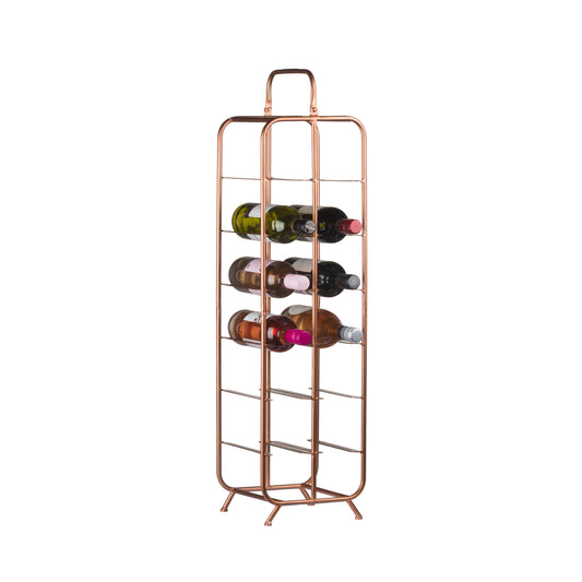Industrial Inspired Copper Finished 12 Bottle Wine Holder - HomenestUK