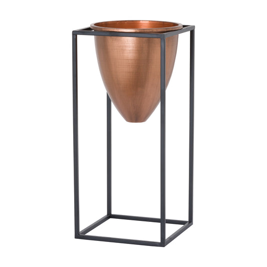 Large Copper Bullet Planter On Black Frame - HomenestUK
