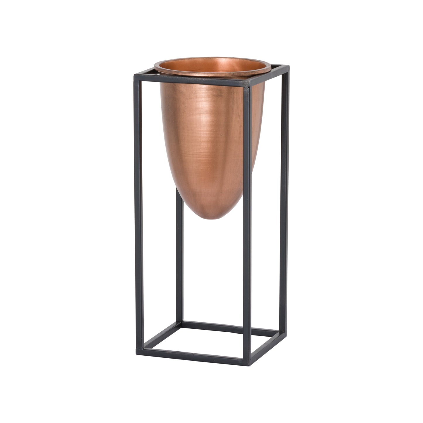 Copper Bullet Planter On Black Frame - HomenestUK