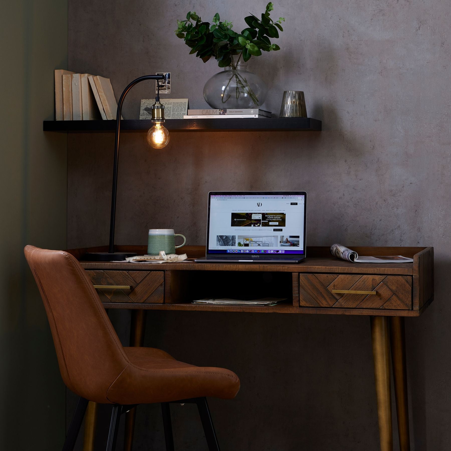 Industrial Black And Brass Desk Lamp Inc Bulb - HomenestUK