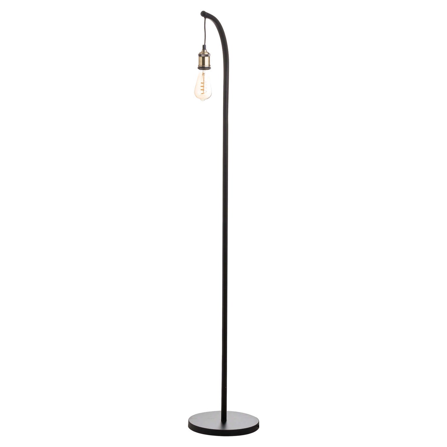 Industrial Black And Brass Floor Lamp Inc Bulb - HomenestUK