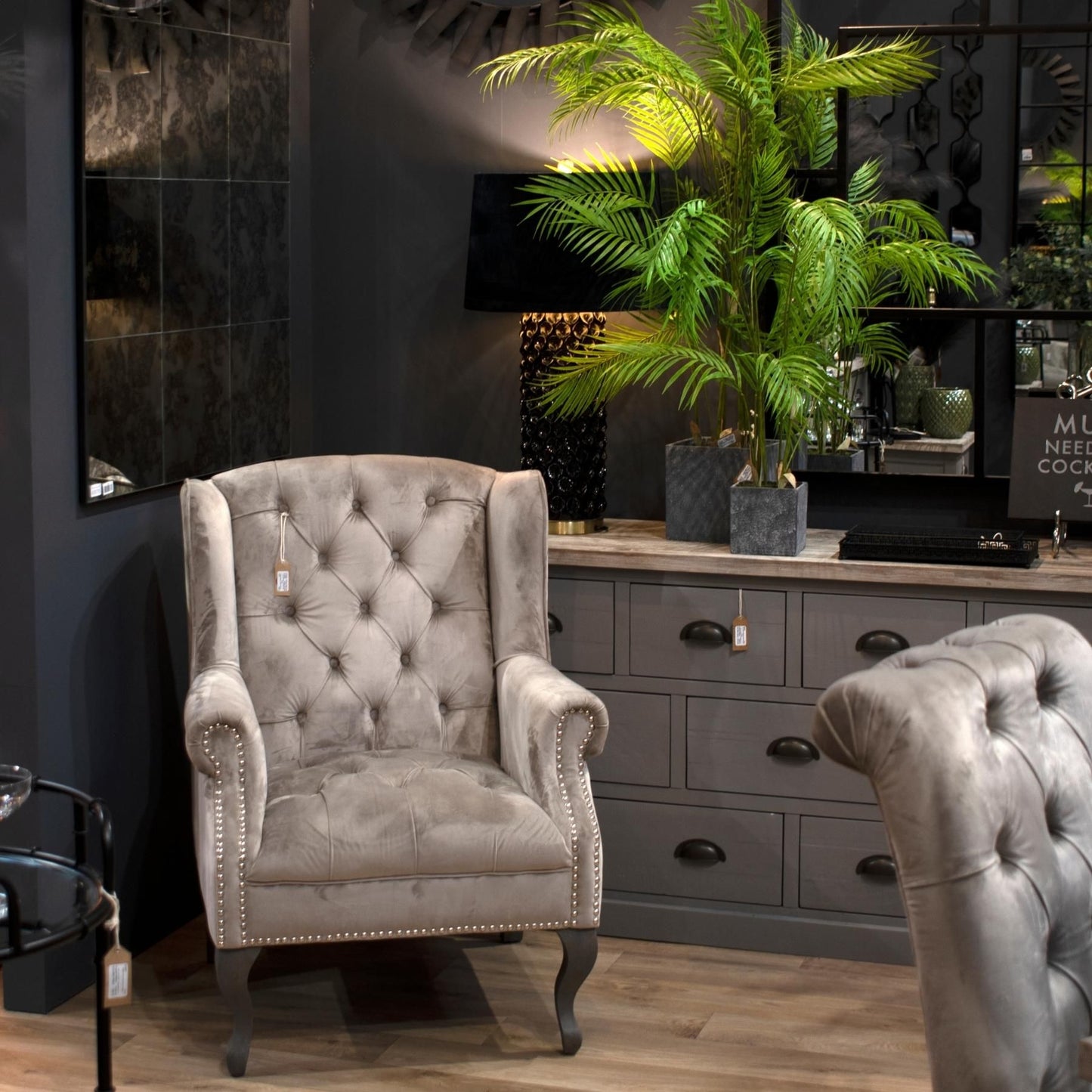 Barbro Table Lamp With Black Velvet Shade - HomenestUK