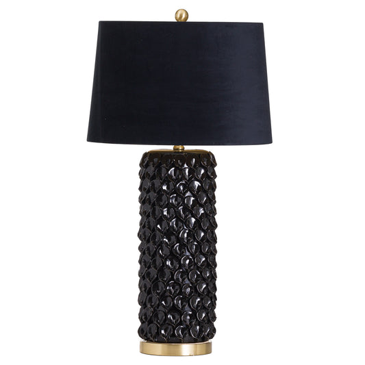 Barbro Table Lamp With Black Velvet Shade - HomenestUK