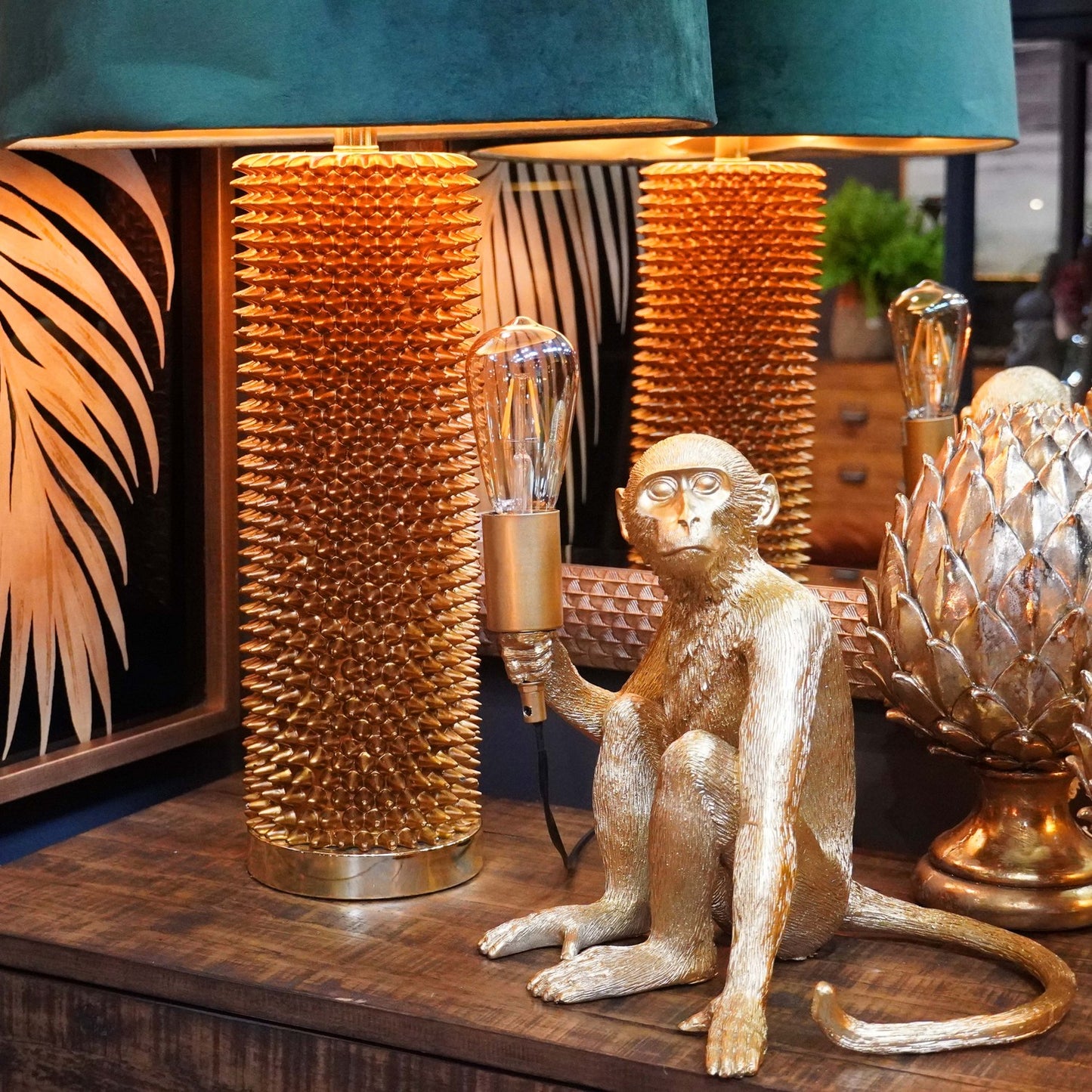 George The Monkey Gold Table Lamp - HomenestUK