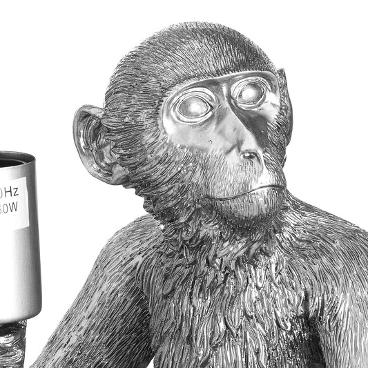 Ringo The Monkey Silver Table Lamp - HomenestUK