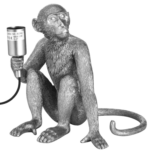 Ringo The Monkey Silver Table Lamp - HomenestUK